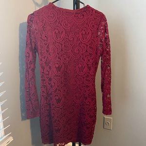 Sexy red lace dress mid thigh long sleeve size med